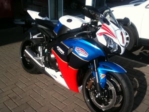 Blackpool Honda, and my bike is out in the sunshine waiting to be taken home!