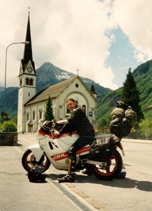 CBR600 in Switzerland. Check out the luggage and I also had a passenger to carry!